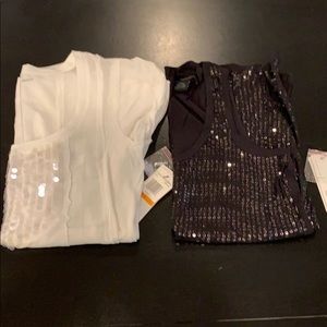 2 Calvin Klein Jeans Tops Black White NWT PS